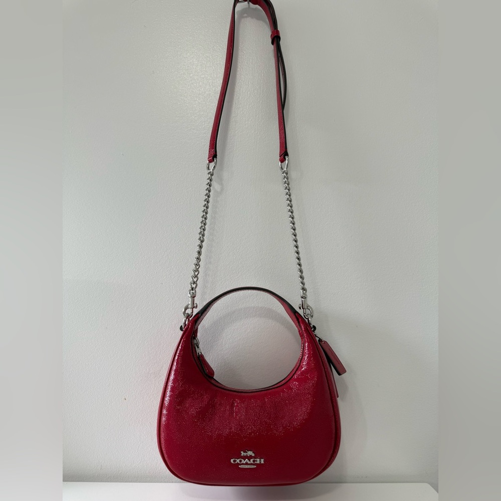 Coach Carmen Mini Red Leather Shoulder Bag Y2K Chain Strap Crossbody